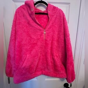 Lilly Pulitzer Suri Sherpa Hoodie Half Zip In Pink Grenadine